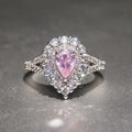 CAOSHI Wholesale OEM Women's Wedding Ring for Exquisite Waterdrop Design Pink Crystal Dazzling CZ Silver Plated Rings for Women