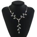 Treandy Marquise Leaf Crystal Rhinestone Silver Jewelry Necklaces Elegant Wedding Party Engagement Accessory for Women