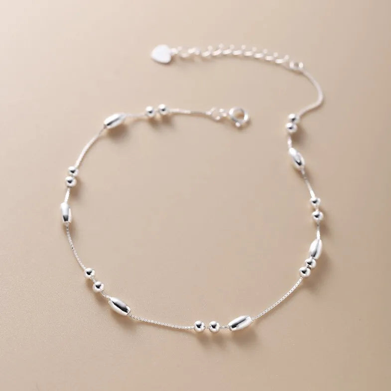 Small Geometric Round Ball Shape Anklet 925 Sterling Silver Jewellery Fashion Jewelry Anklets for Women