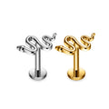 F136 Titanium Snake Stud Earrings 16G 18G Internal Thread Bees Labret Lip Ring Nose Cartilage Tragus Helix Piercing Body Jewelry