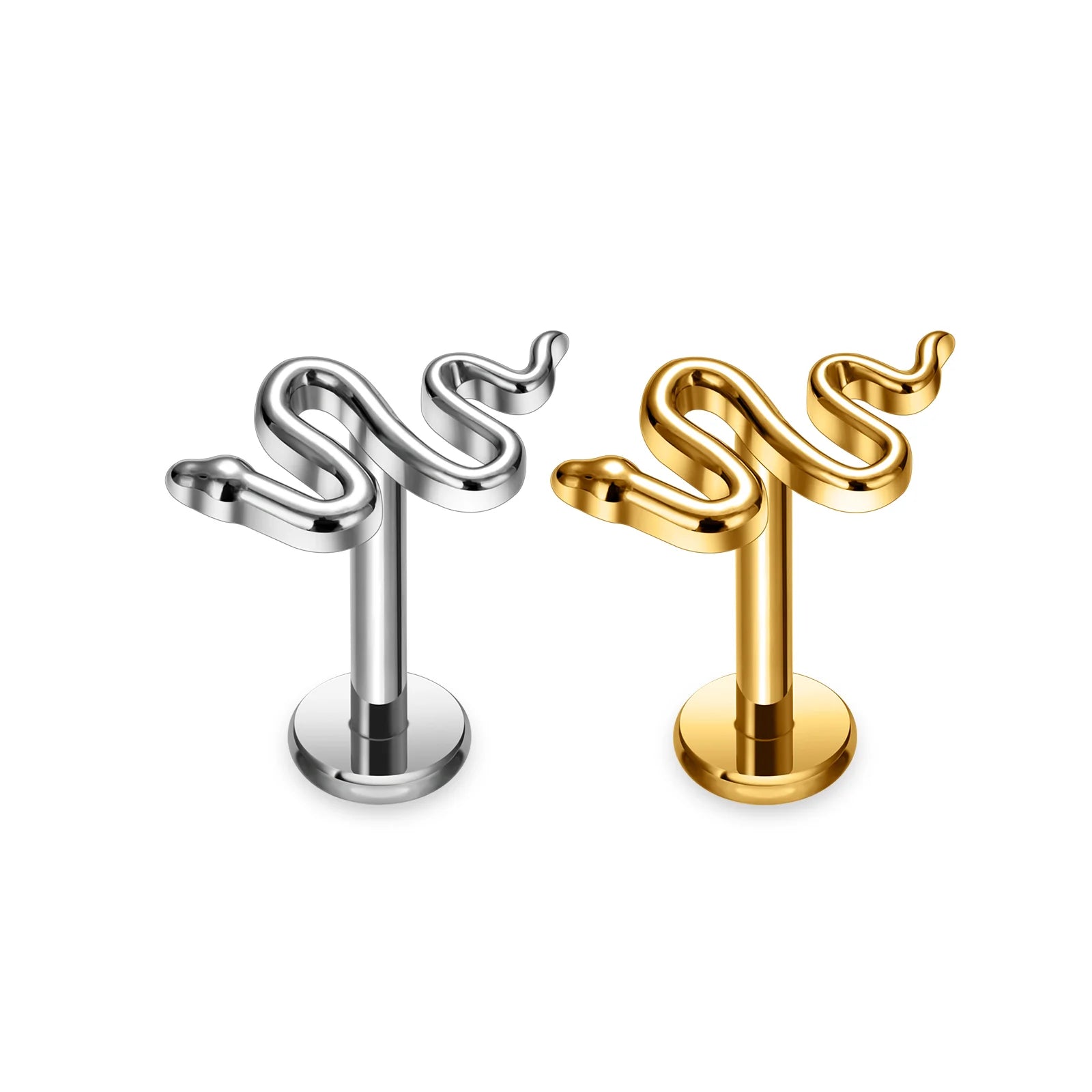 F136 Titanium Snake Stud Earrings 16G 18G Internal Thread Bees Labret Lip Ring Nose Cartilage Tragus Helix Piercing Body Jewelry