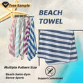 Custom Logo Hawaiian Quick Dry Compressed Beach Towel Microfiber Rectangle Striped Eco-Friendly Water Absorbent