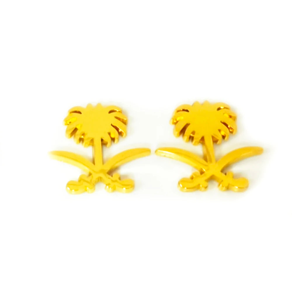 Die Casting Saudi Arabia National Emblem Palm Tree Shaped Lapel Pins Saudi Palmolive Tree Gold Plated Badge