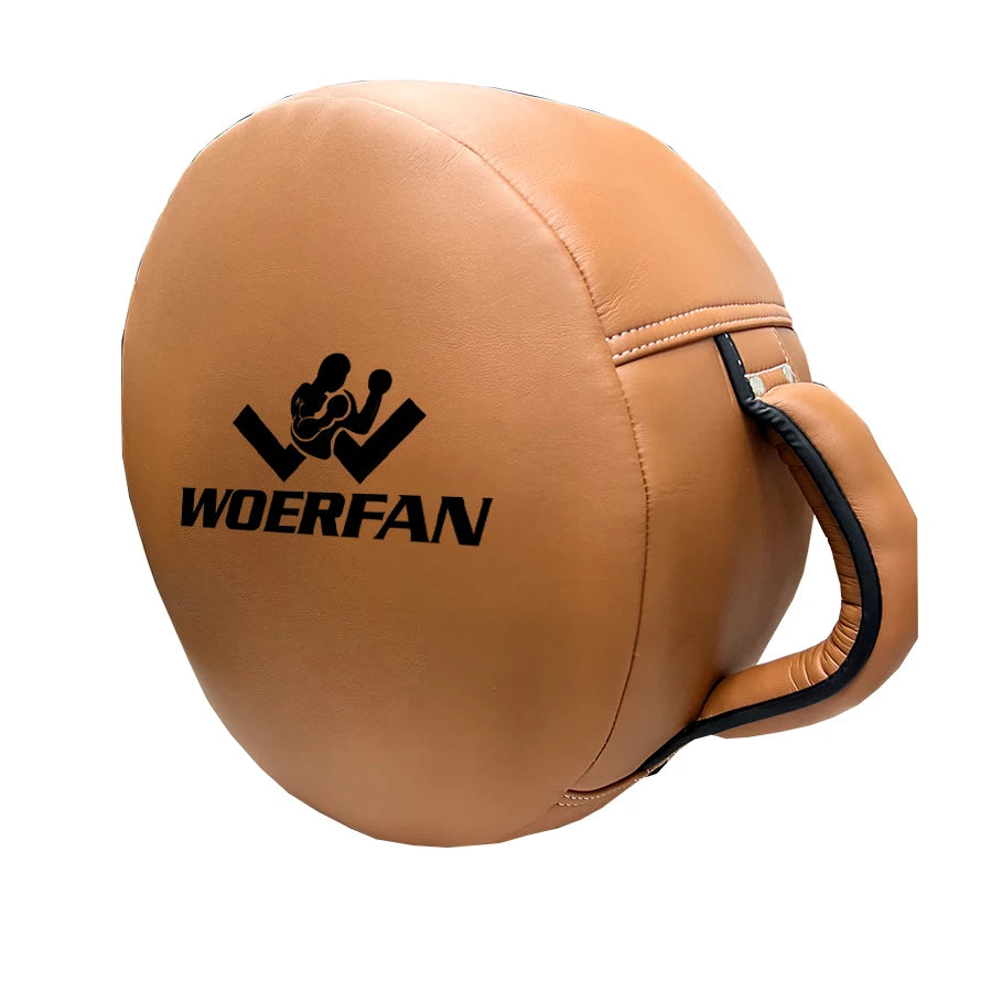 AIDONG Leather Custom Logo Boxing Training Kick Pads Kick Boxing Equipment Strike Curved Arm Pad MMA Thai Punch Shield Kicking