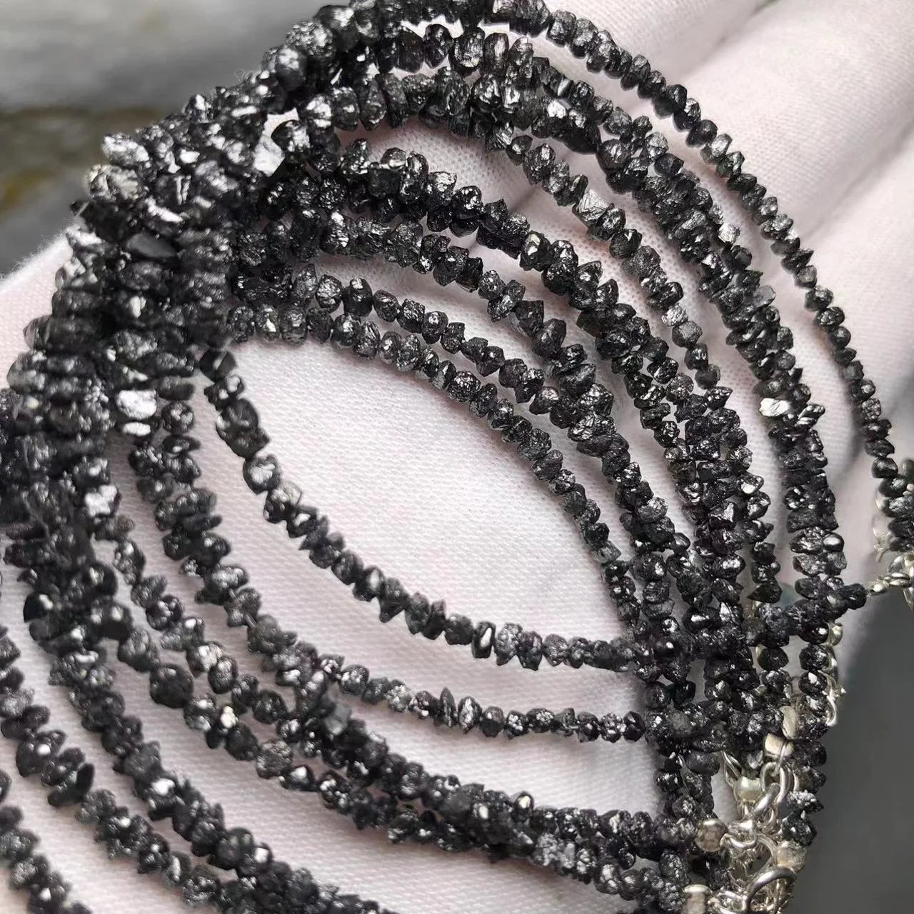 Meihan Wholesale Top Natural Black Diamond Original Rocks Loose Beads Gem Stone Bracelets & 925 Silver Design Trending Products