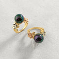 Fashion Hawaiian Brass Ring Fashion Rainbow Shell Pearl Ring Gold Plated Finger Ring for Women
