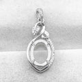 Sterling Silver 10*14mm Semi Mount Pendant Empty Frame Blank Support Setting S925 Base Holder Without Center Stone for DIY Inlay