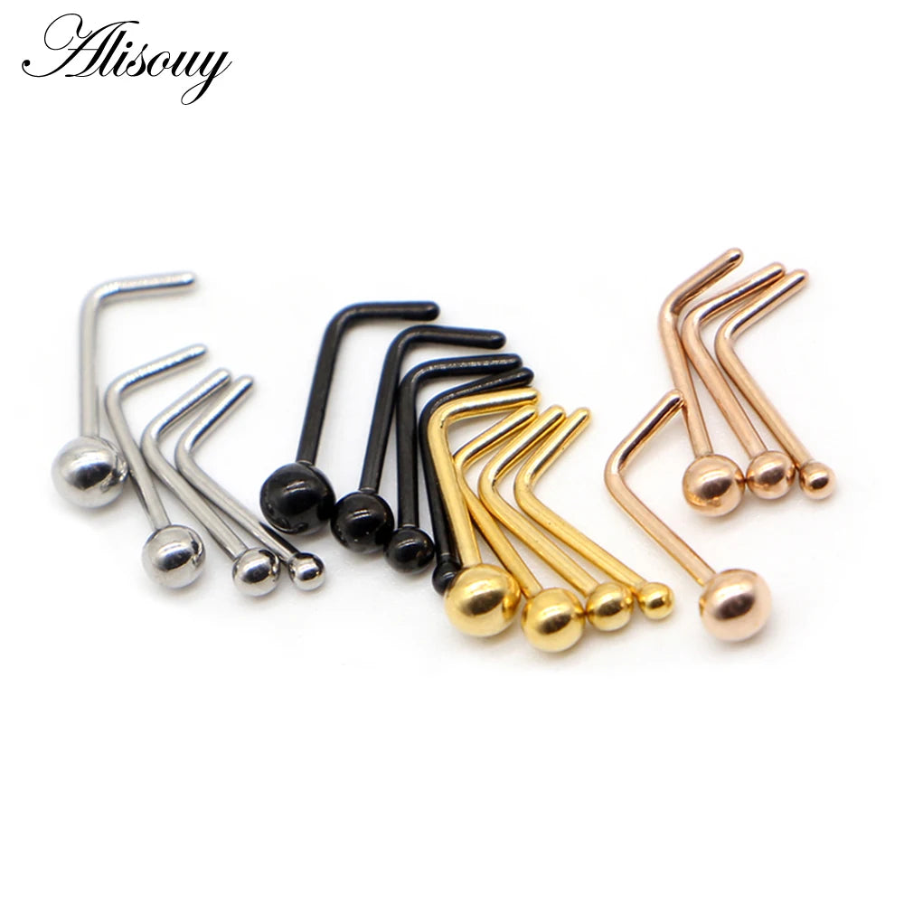 Wholesale 1.5 2 2.5 3mm 20G Nose Stud Septum Nose Studs Hooks Bar L Post Nose Rings Body Piercing Stainless Steel Jewelry