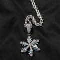 Winter Collection Bling Jewelry Luminous Snowflake Pendant Necklace with Zircon Stone Link Chain for Weddings and Parties