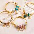 2024 DIY Beaded love Stainless Steel Adjustable Bracelet Full Diamond love Heart Bracelet for Women