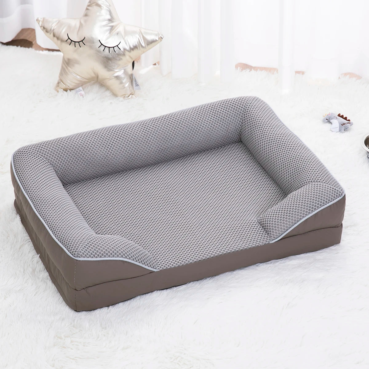 Cool Design Summer Comfortable Memory Foam Sofa Pet Beds for Dogs & Cats Waterproof  Breathable Anti-Slip Square Beds Accessory