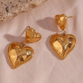 Personalized Gifts Heart Earrings Stainless Steel PVD Gold Plated Statement Drop Earrings Boucles D'oreilles
