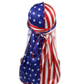 ZRCE Patchwork Flag Men's Silk & Polyester Durag Headwrap Bandana with Stars Print-Fashion Casual Wave Cap Model 534