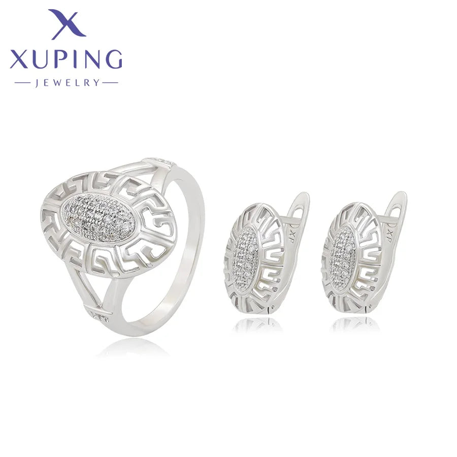 64962 Xuping Jewelry Fashion Ring and Earrings Two Piece Set Jewelry Set for Old Women