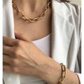 Trendy High Quality 18K Gold Plated Chunky Stainless Steel Link Chain Necklace Fashion Jewelry