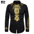 2023 New Men's Casual Fashion Printed Shirt National Style Long-sleeved Shirt for Men