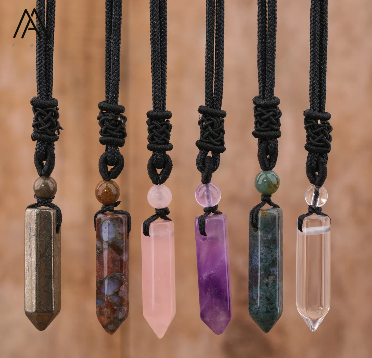 Classic Single Point Crystal Necklace  Adjustable  Hexagon Stone Bead Healing Chakra Pendants Jewelry