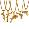 Punk Men 316L Stainless Steel Hand Gun Pendant Rose Gun Necklace Hiphop Jewelry 18k Gold Gang Gun Necklace WHolesale