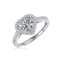 S925 Silver Adjustable Women's Fashion Rings with Prong Setting Moissanite Jewelry