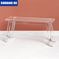 Custom Modern Minimalist Acrylic Bench Living Room Dining Chair Bedroom Bed End Stool Clear Rest Shoe Stool for Hotel Apartment