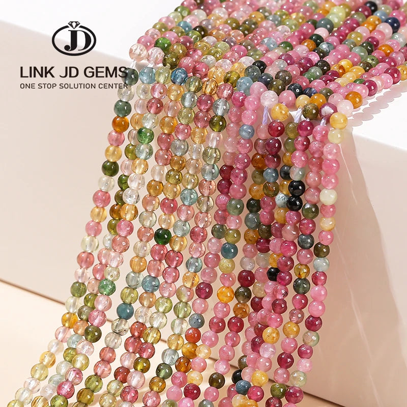 Wholesale Semi-Precious 3mm 8A Natural Ice Candy Tourmaline Small Size Round Loose Stone Beads for Jewelry Making