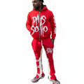 OEM Winter Y2K Streetwear Two-Tone Drawstring 100% Cotton Fleece Animal Print Tracksuit for Men Flared Joggers Hoodie Set