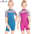 One Piece Back Zip Kids Wetsuits 2.5MM Diving Suit Girls Neoprene Wet Suit Short Sleeve Keep Warm Children Swimming Surf Wetsuit