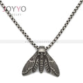 New Antique Stainless Steel Death Head Skull butterfly Moth Pendant Necklace Punk Insect Man Necklace