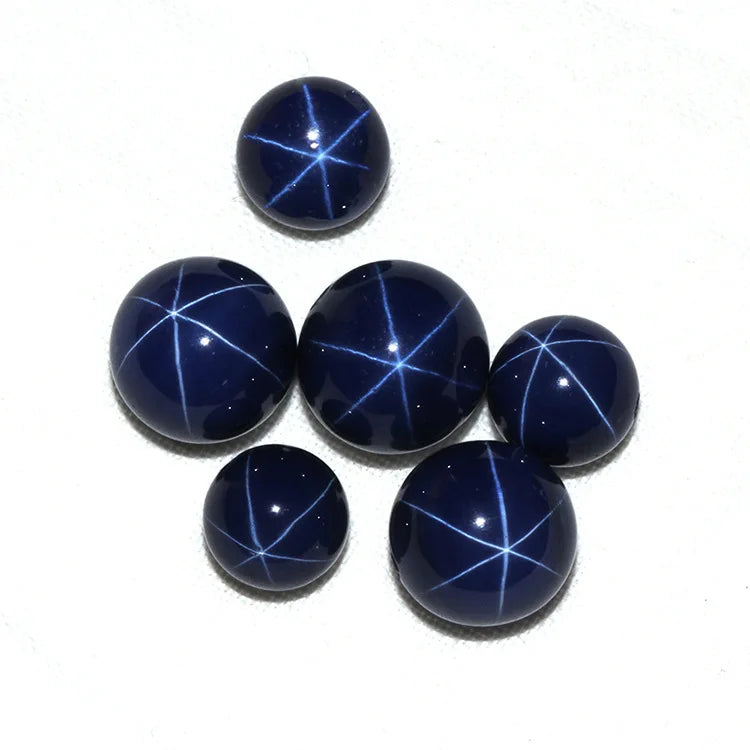 Starlight Blue Sapphire Corundum Loose Gemstones Synthetic Cabochon Bead Star Corundum Lab Grown Gemstone
