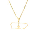 Sseesy Custom Design Fashion Jewelry PVD 18K Gold Plated Stainless Steel Waterproof Puerto Heart Pendant Necklace for Women