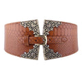 Women Vintage Waist Belt Elastic Pu Stretch Retro Cinch Peacock Print Belt Waistband for Jeans Pants Dresses