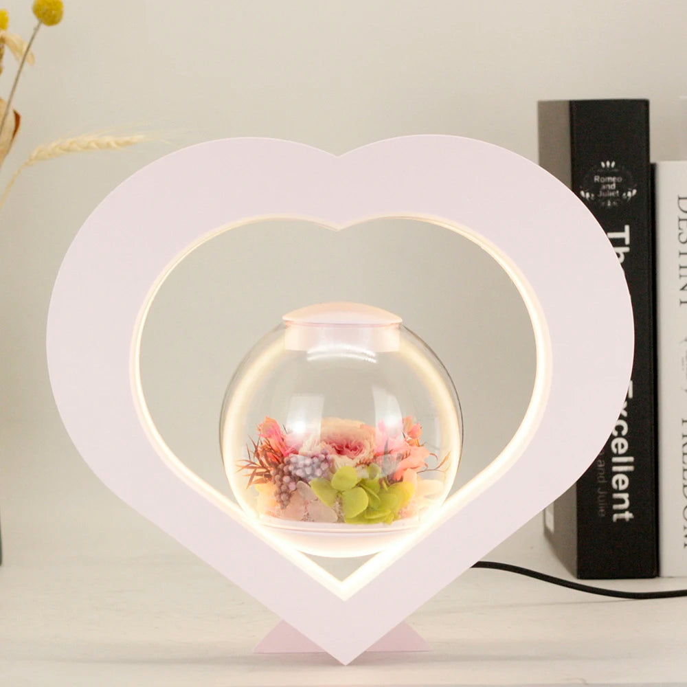 Rotating Magnetic Levitation Floating Preserved Flower Lamp Light Display Rack