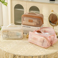 Women's Travel Cosmetic Bag Zippered Large-Capacity Mesh Breathable Simple Toiletry Bag