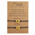 Fashion Friendship Card Two  Piece Jewelry Set Sunflower Heart Lucky Rope Handmade Couple Bracelet Bangle Jewelry