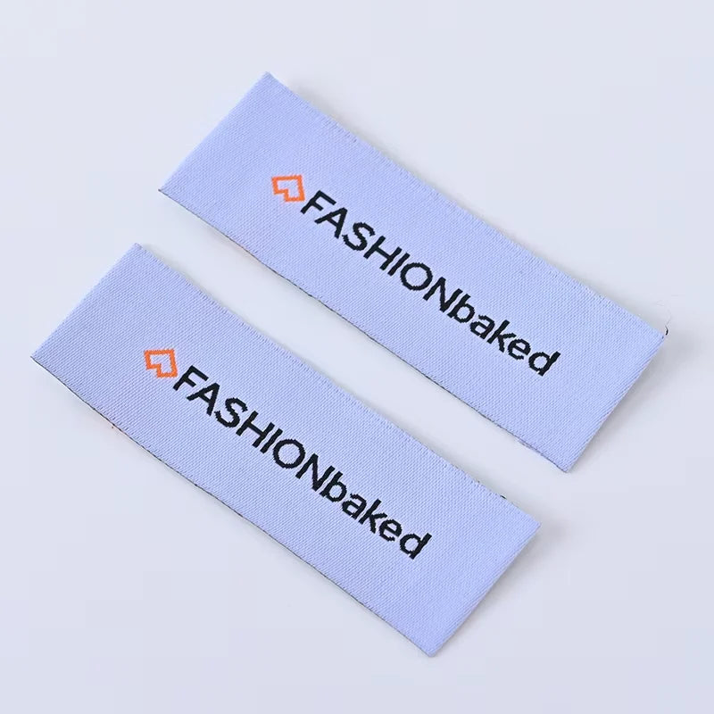 High Density End Fold Satin Woven Eco-Friendly Care Label for Garment Bags & Shoes Wholesale Custom Logo