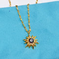 Women Accessories Jewelry Cz Cubic Zirconia Diamond Hip Hop Necklace Pvd 18k Gold Plated Sun Pendants Sunburst Necklace