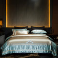 Hot Sale High-end Embroidery Duvet Cover Blue Luxury 4-piece Bedding Set Wholesaler