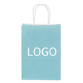Custom Logo Printed Blue and Brown Kraft Paper Shopping Carrier Bag Classic Style with Eco-Friendly Twisted Handle