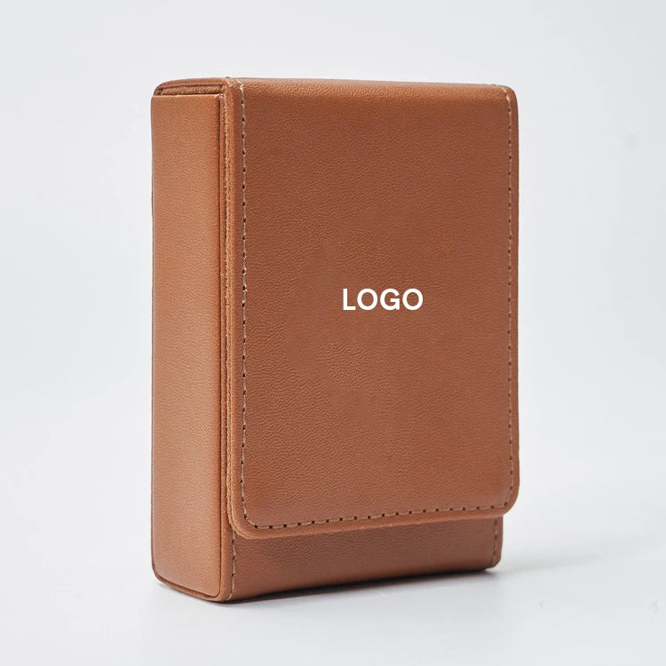 Custom Leather Playing Card Organizer Case Leather Poker Bridge Cards Holder with Magnetic Closure