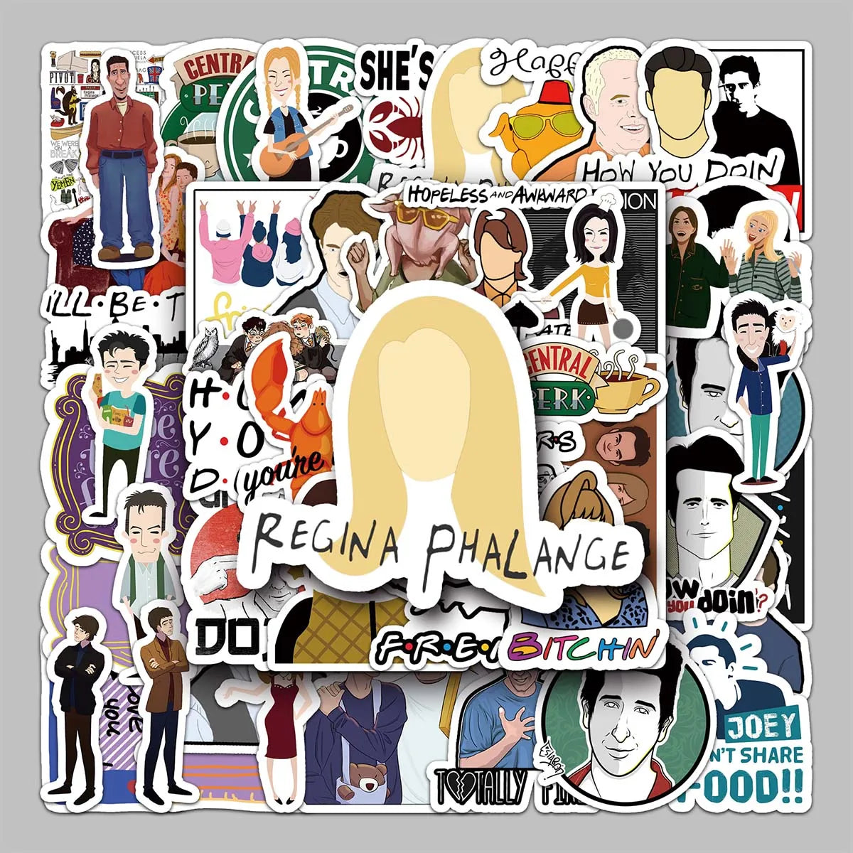 55PCS Hot-selling Film and Television Peripheral Creative Trend Friends Sticker Headset Refrigerator Ledger Sticker