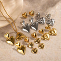 G2325 Wholesale Stainless Steel 18K Gold PVD Plated Smooth Love Heart Drop Earring and Necklace Set Women Fashion Jewelry Sets