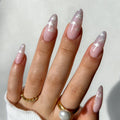 Private Label Reusable Fake Artificial Nails With Cloud Design Wholesale Soft Gel Custom Premium Glitter Shinny Press on Nails