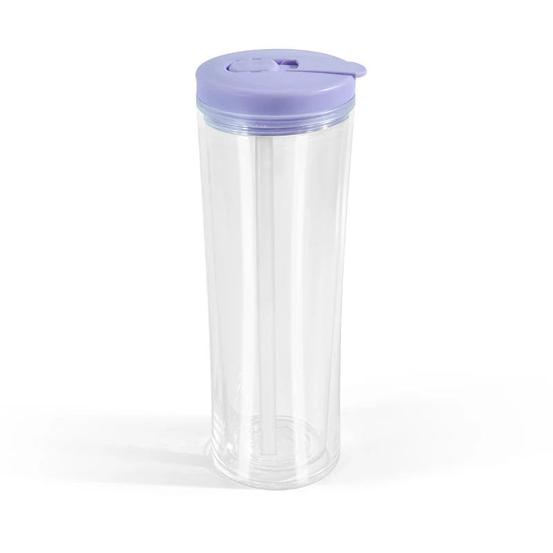 Wholesale 20oz Double Wall Snow Globe Acrylic Tumbler Cup Pre-drilled Plastic Mugs Plastic Water Bottle PS Party Clear