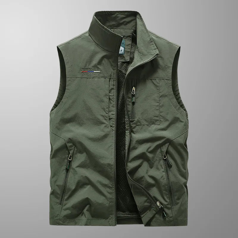 New Styles Men's Outdoor Thin Quick Drying Vest Plus Size Multi Pocket Sleeveless Jacket Vest
