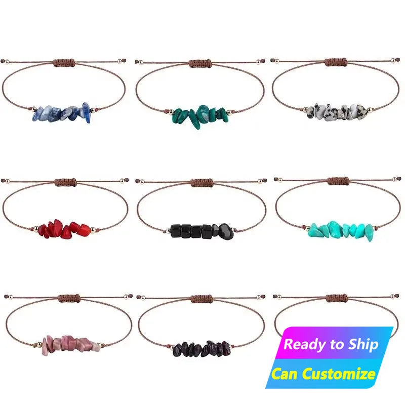 Wholesale Bead Real Amethyst Womens Citrine Adjustable Gemstone Healing Rose Quartz Raw Natural Crystal Stone Gravel Bracelet