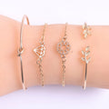 Wholesale Women 4pcs/set Jewelry Crystal Alloy Turtles Fashion Diamond  Bracelet Charm Bangle Set for Ladies
