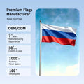Wholesale 100D Eco-Friendly Durable Quick-Dry Polyester Russian National Flag Rectangle Shape Flying/Hanging Style Silk Screen