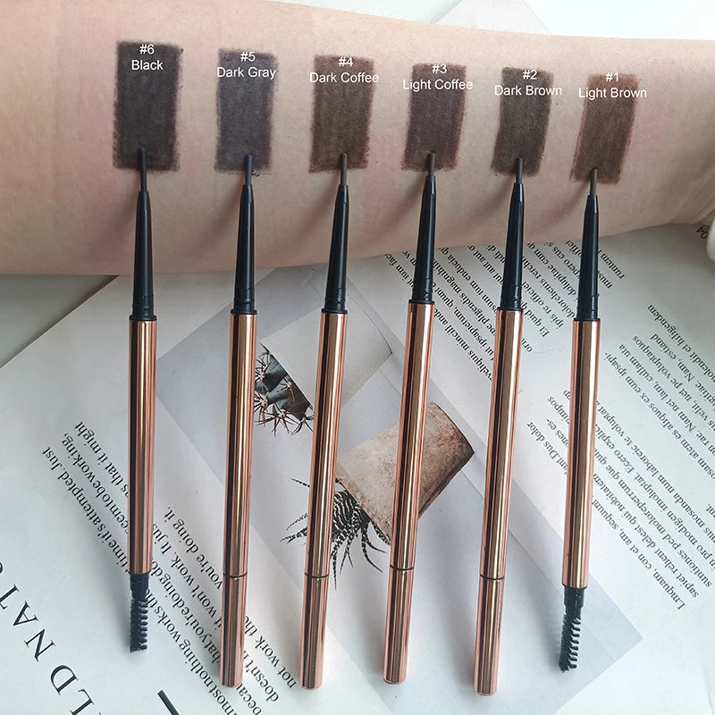 Private Label Long-Lasting Black Gray Eyebrow Pencil with Brush Mineral Makeup Factory Wholesale OEM/ODM Options