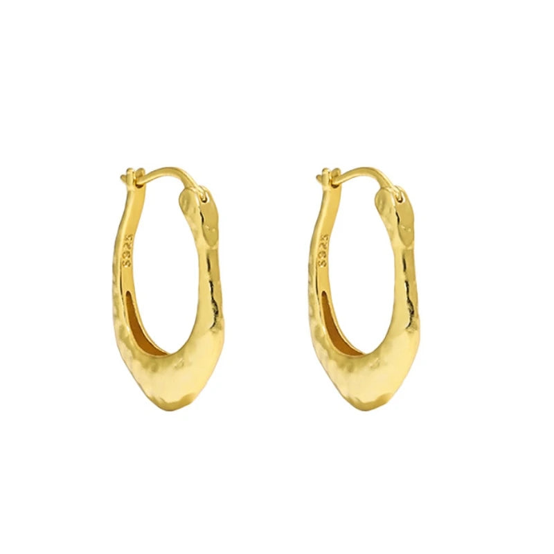 Melynn Irregular Earrings Sterling Silver Hoop Earrings Gold Plated Silver 925 Earrings for Women