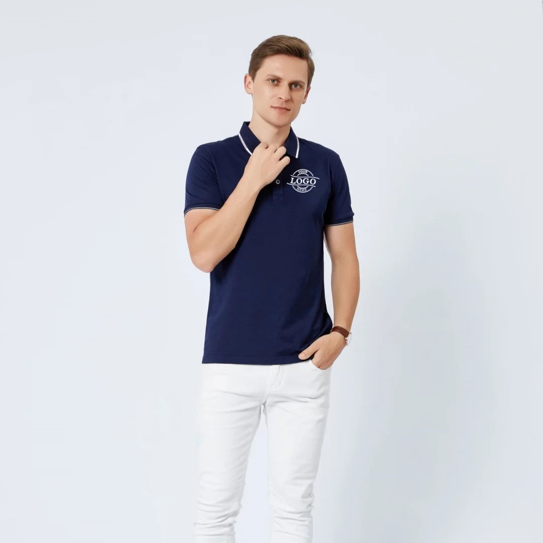 Custom Embroidered Print Logo Men's Polo Shirt Company Work Uniforms Men's Golf Polo Shirt